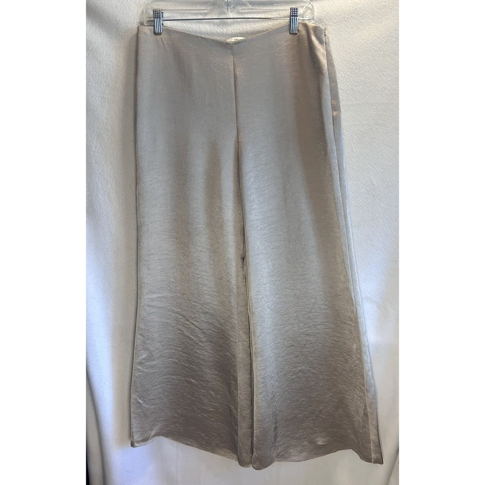 Vince Gold Wide Leg Flat Front Pants 10 Hidden Elastic Band Waist Side Zip NWOT
